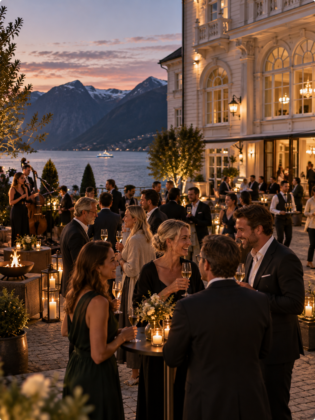 Bedriftsevent på et historisk hotell ved fjorden i Norge