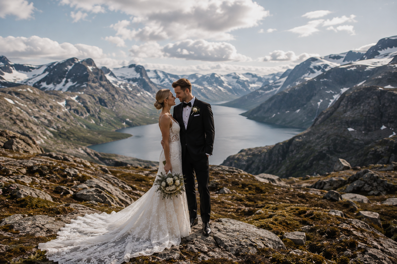 Fjelltopp med utsikt over daler