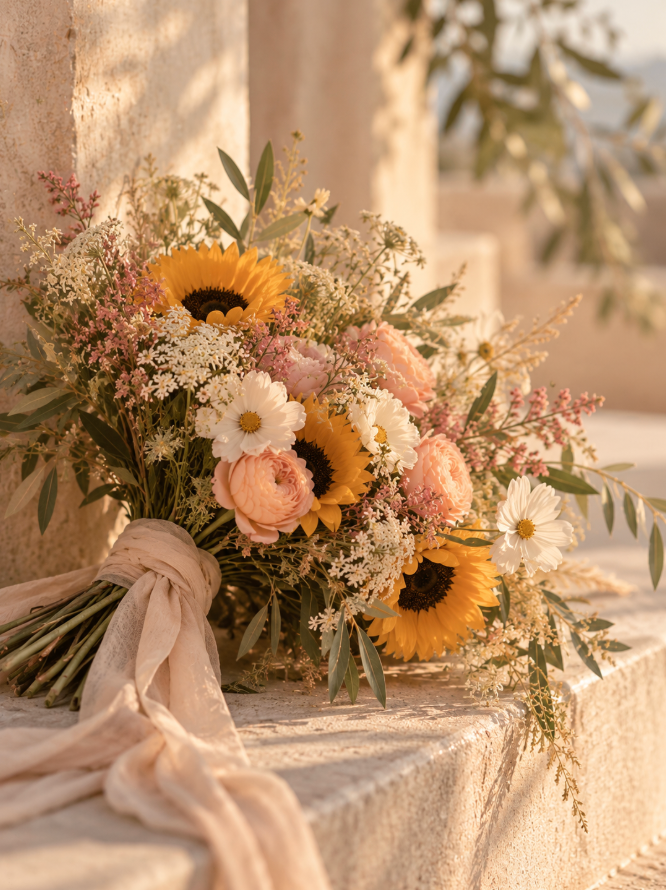 Blomsterdetalj: blomstereng i sommerlys