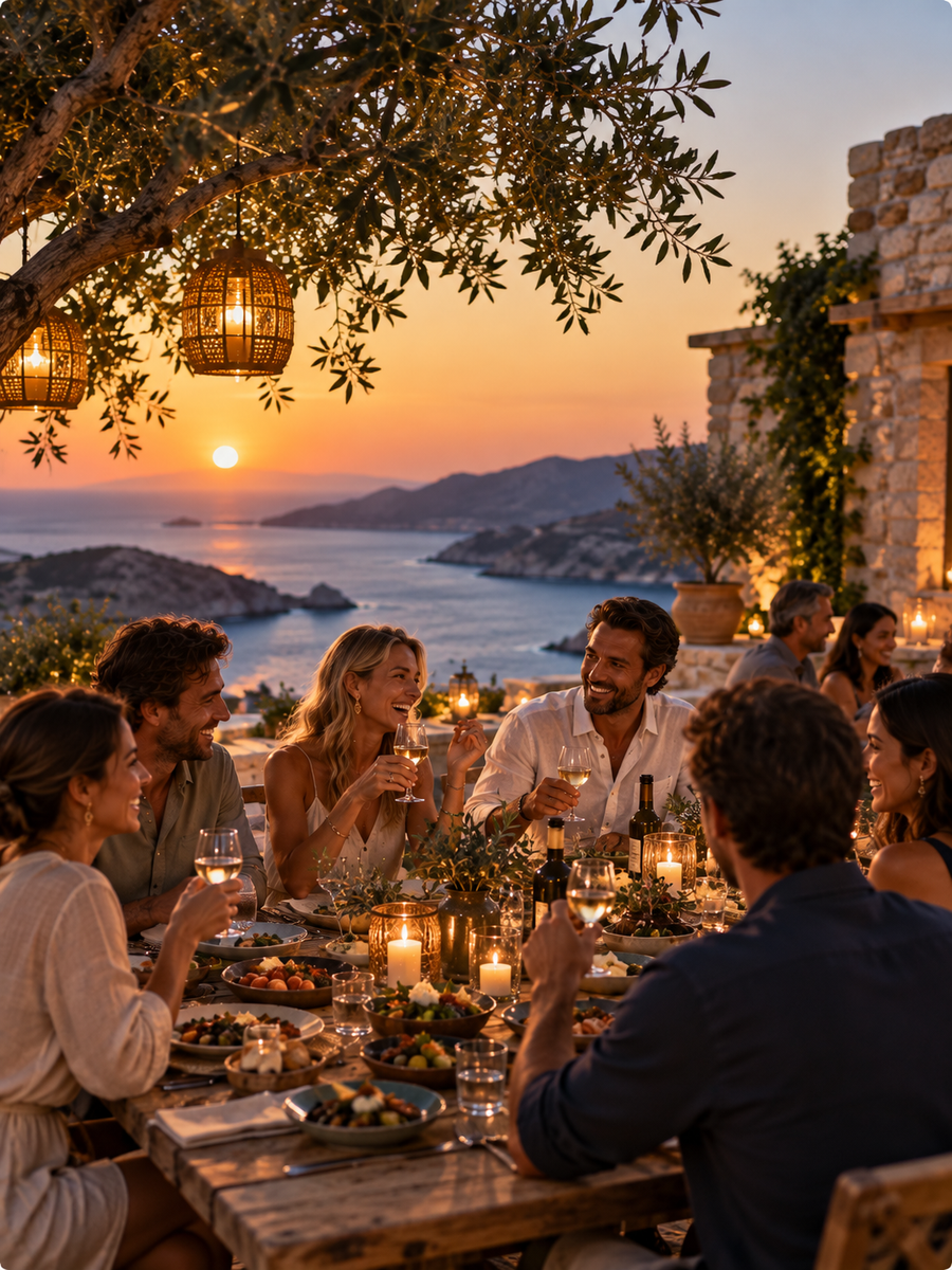Teamsamling med felles måltid på Kreta