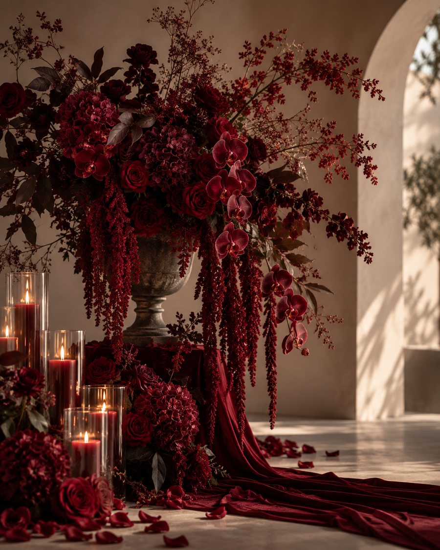 Blomster i burgunder